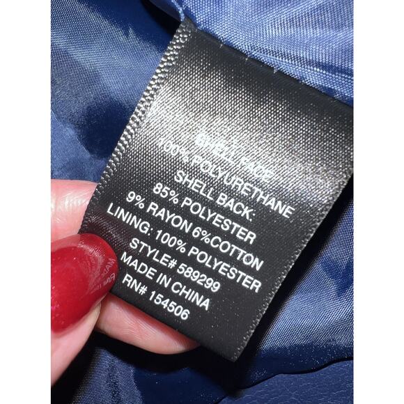 COLLEEN LOPEZ Blue Faux Leather Floral Embroidered Studded Zip Moto Jacket Sz XL - Picture 11 of 14